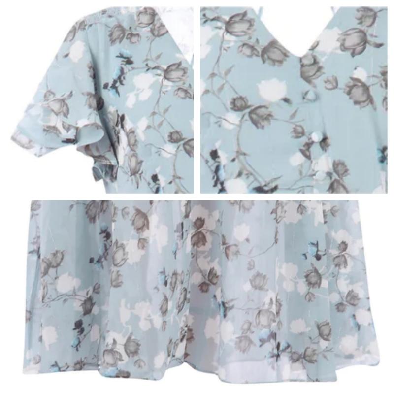 🌸Lekka sukienka maxi z krótkim rękawem w kwiaty