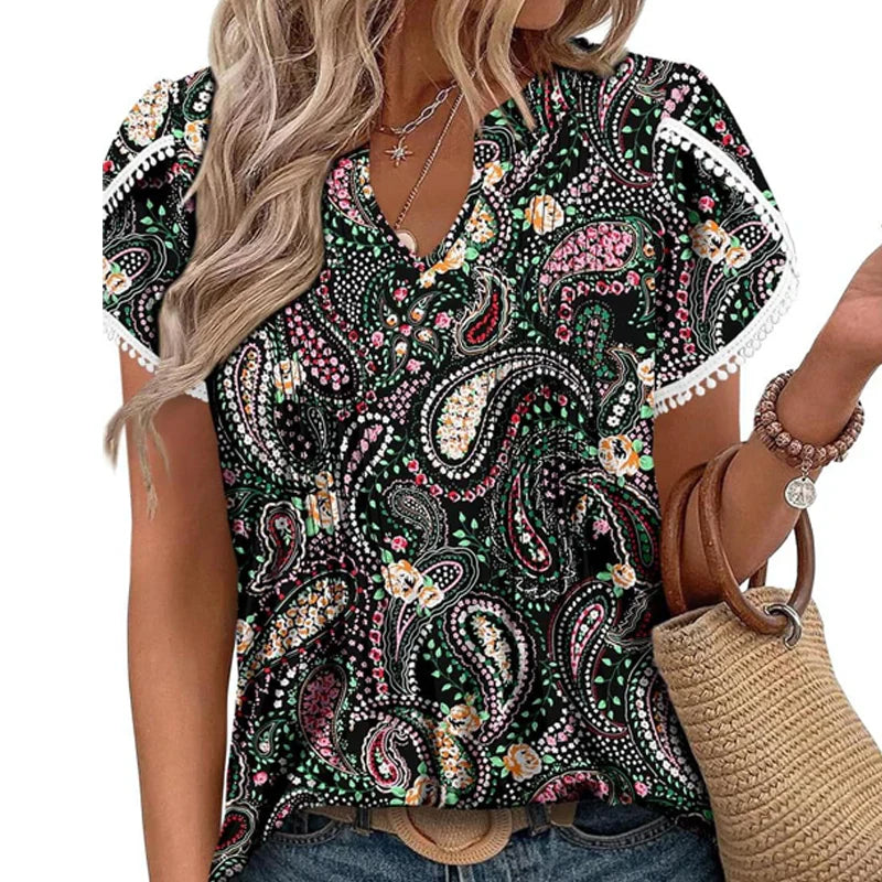 🌸【S-4XL】Damska koszulka z krótkim rękawem z nadrukiem