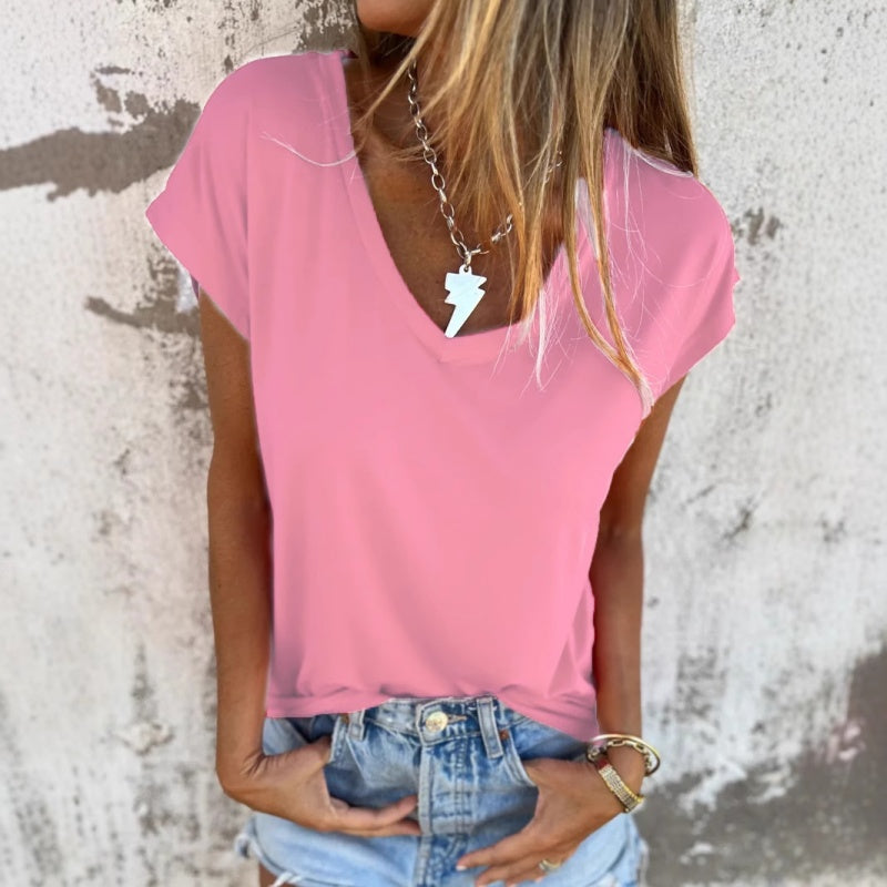🎀Prosty monochromatyczny top z dekoltem V