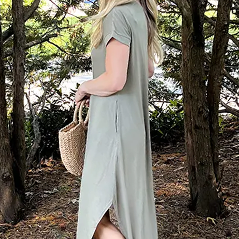 【S-2XL】Wygodna luźna sukienka w jednolitym kolorze🌸
