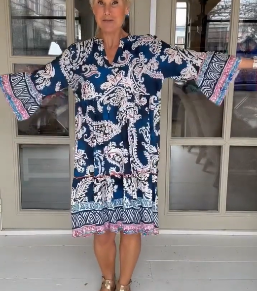 【S-3XL】💐Damska swobodna sukienka z dekoltem V w kwiatowy print