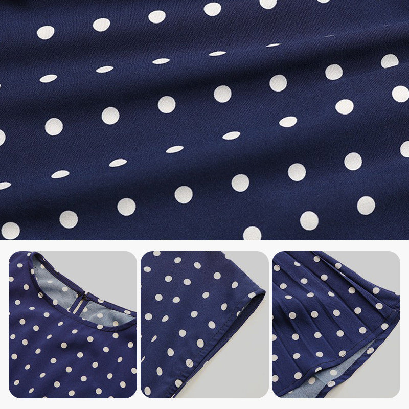 【S-2XL】Modny damski krawat w talii plisowana sukienka w kropki🌸