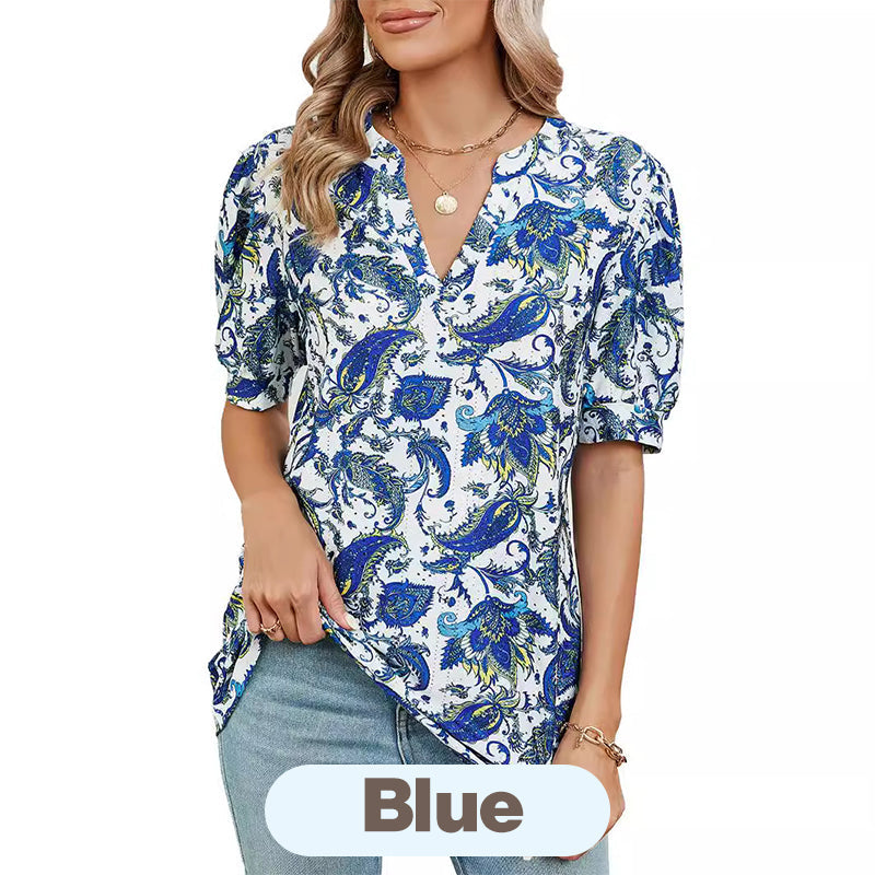 🌸Damski letni top z nadrukiem V-neck