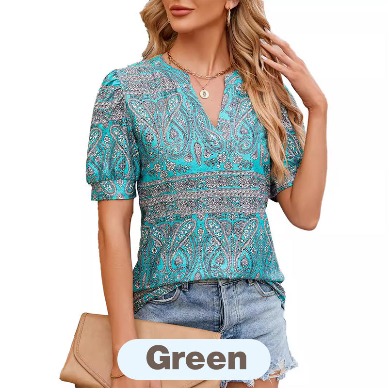 🌸Damski letni top z nadrukiem V-neck