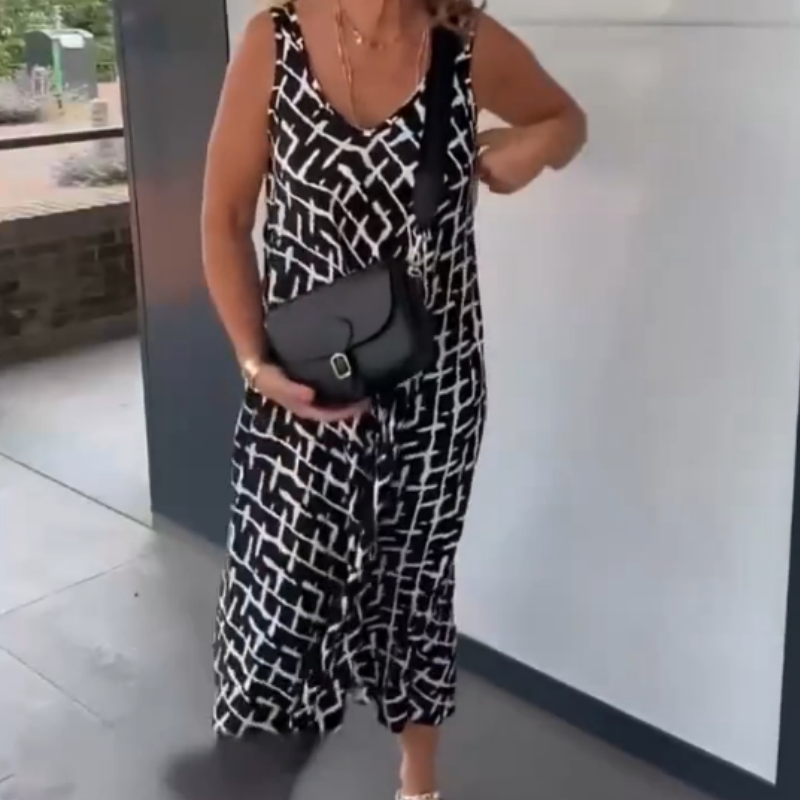 👗 Damska sukienka bez rękawów z modnym nadrukiem