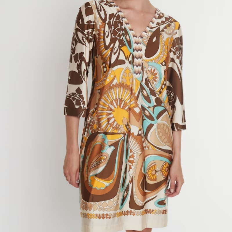 👗 Elegancka sukienka damska Seven z rozciętymi rękawami i dekoltem w szpic