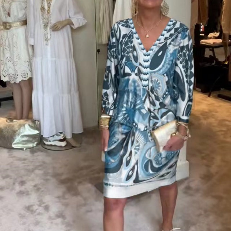 👗 Elegancka sukienka damska Seven z rozciętymi rękawami i dekoltem w szpic