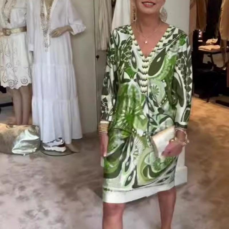 👗 Elegancka sukienka damska Seven z rozciętymi rękawami i dekoltem w szpic