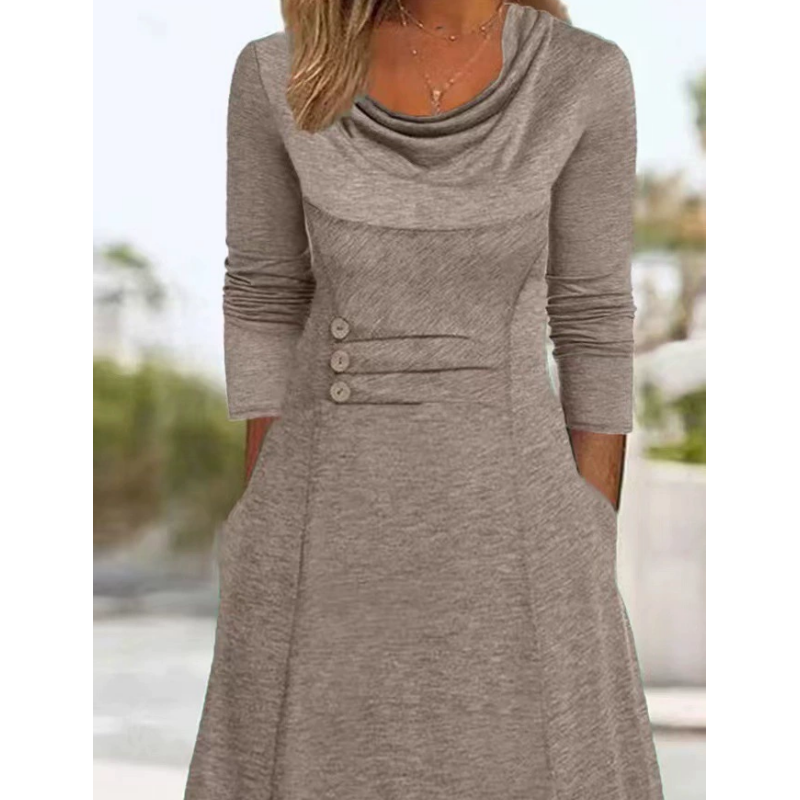 💖Damskie bawełniane sukienki w jednolitym kolorze ze sznurkiem👗