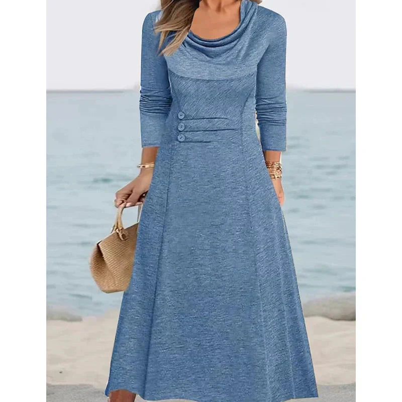 💖Damskie bawełniane sukienki w jednolitym kolorze ze sznurkiem👗