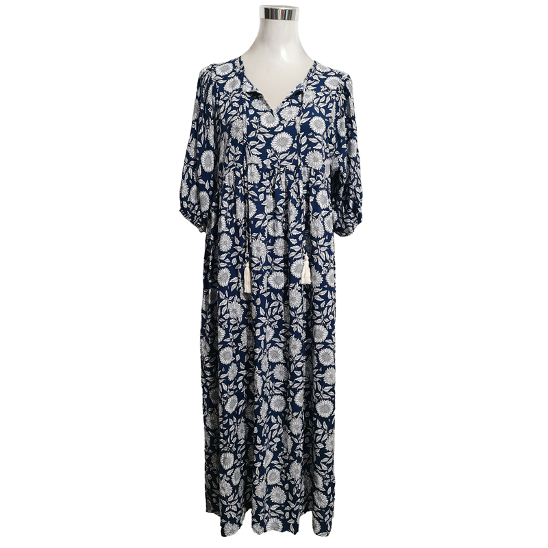 🔥👗Elegancka długa sukienka damska w kwiaty z dekoltem w szpic