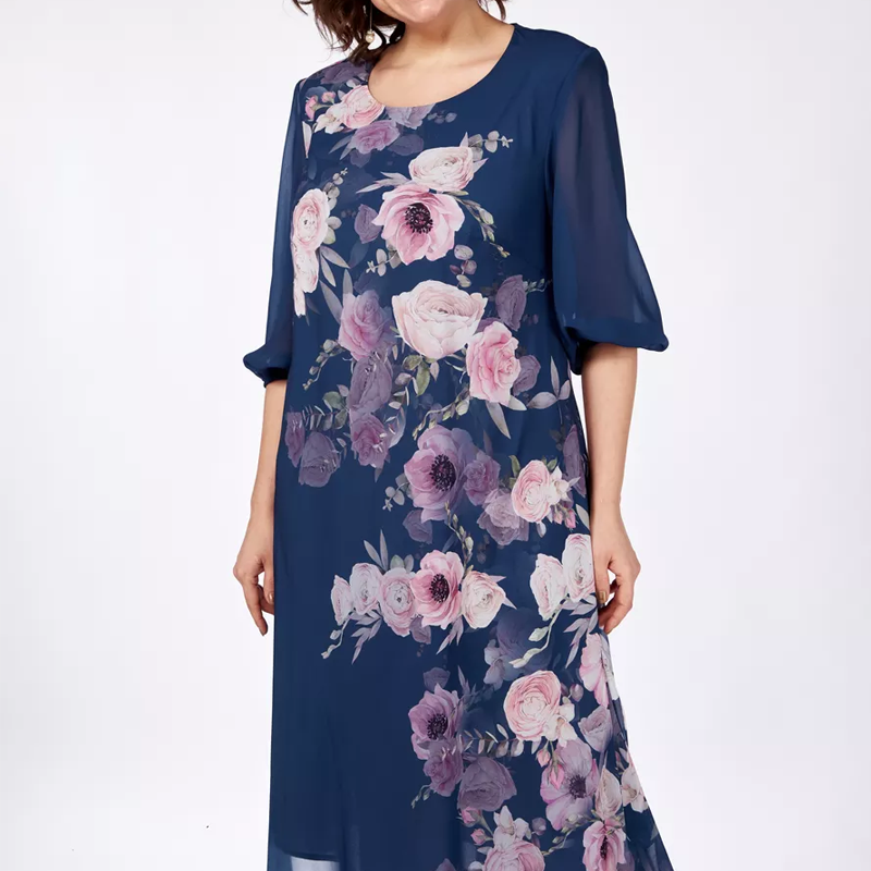 🌸Elegancka szyfonowa sukienka w kwiaty