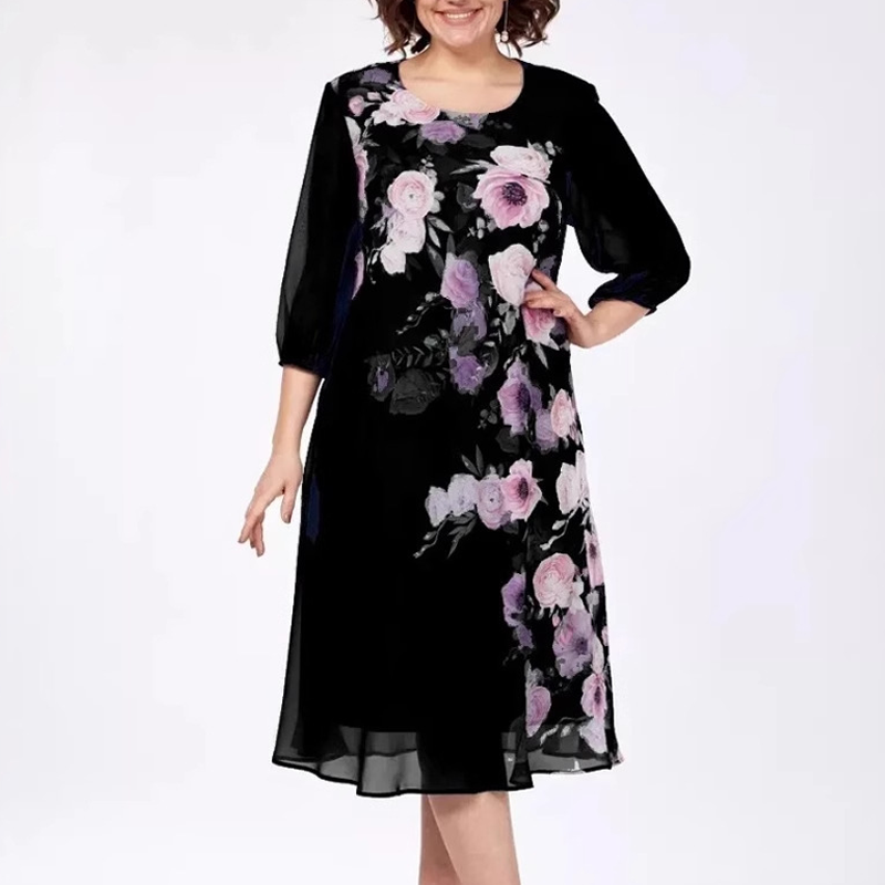 🌸Elegancka szyfonowa sukienka w kwiaty