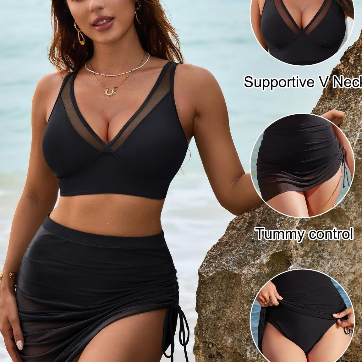 👙Siateczkowy zestaw bikini z wysokim stanem dla kobiet 🌞💖