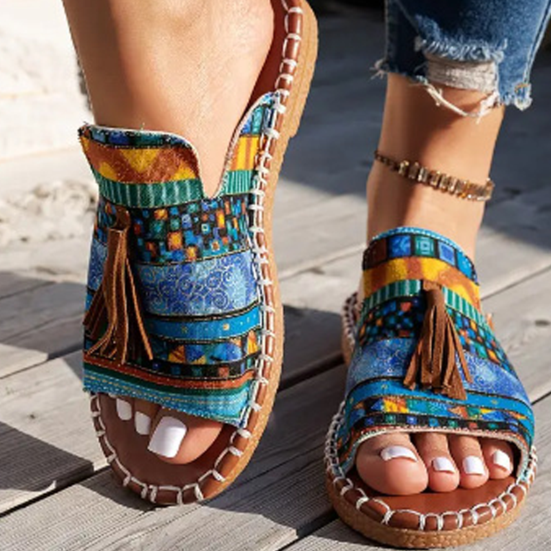 ✨Damskie sandały wsuwane z nadrukiem boho🥰