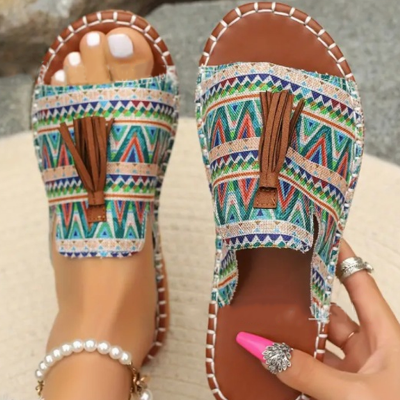 ✨Damskie sandały wsuwane z nadrukiem boho🥰