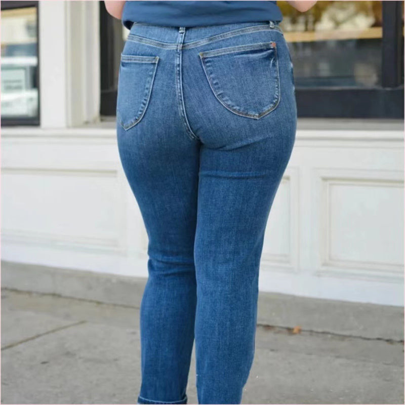 👖 Damskie dżinsy Skinny z wysokim stanem