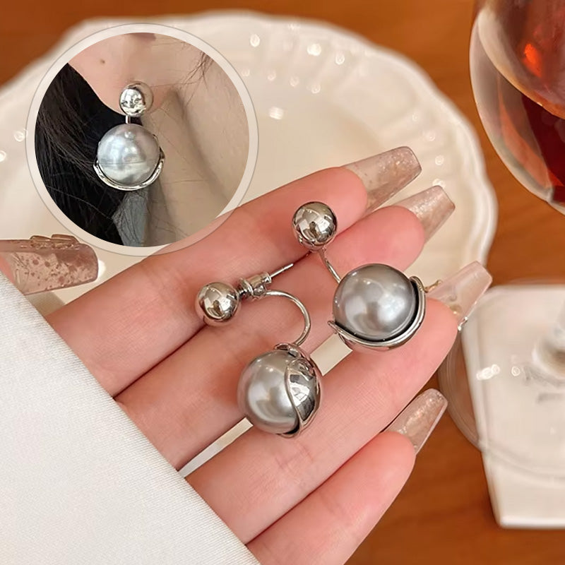 ✨Eleganckie kolczyki sztyfty z szarymi koralikami