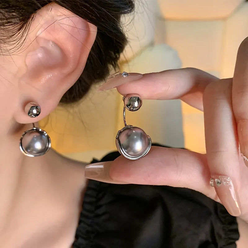 ✨Eleganckie kolczyki sztyfty z szarymi koralikami