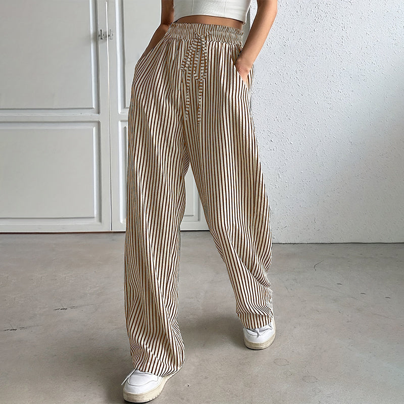 🎀Damskie spodnie ze sznurkiem w pionowe paski