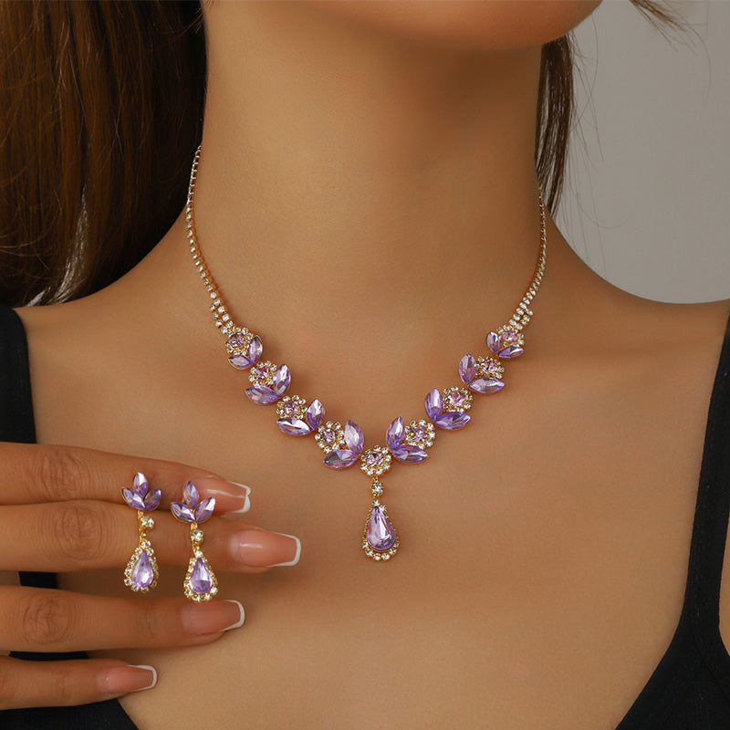 💎Elegancki naszyjnik i kolczyki Petal Drops, zestaw 2 sztuk💕