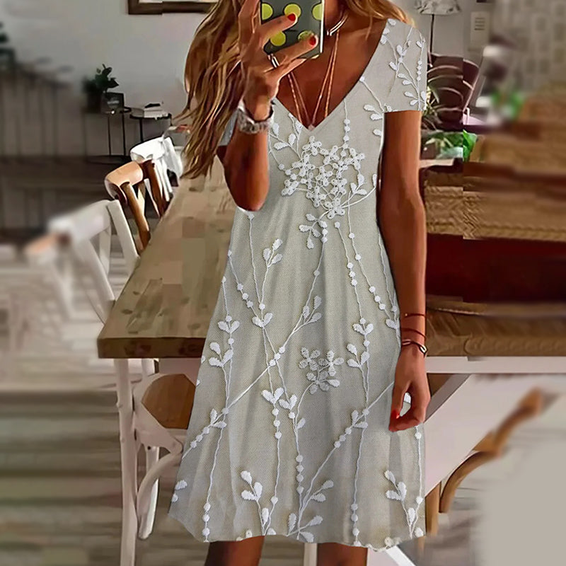 🌺Eleganckie damskie sukienki z dekoltem w serek z nadrukiem