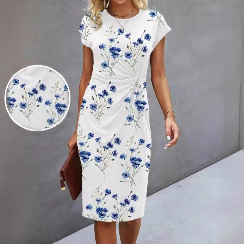 🎀【S-3XL】Damska elegancka sukienka z okrągłym dekoltem z nadrukiem
