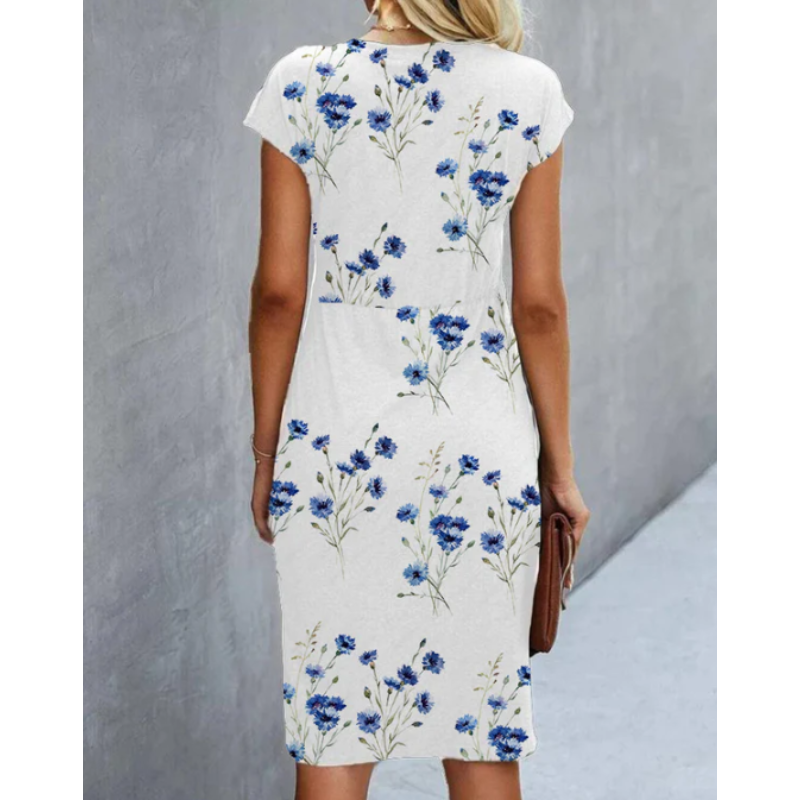 🎀【S-3XL】Damska elegancka sukienka z okrągłym dekoltem z nadrukiem