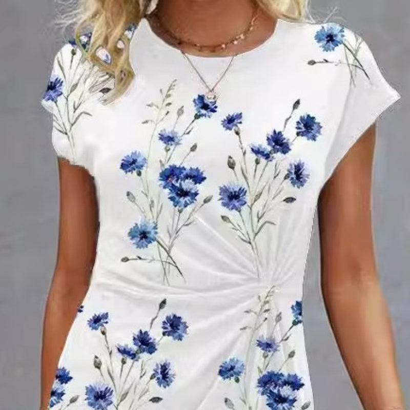 🎀【S-3XL】Damska elegancka sukienka z okrągłym dekoltem z nadrukiem