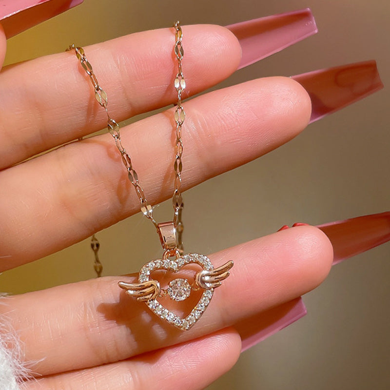 💖Wdzięczny naszyjnik z zawieszką w kształcie skrzydlatego serca