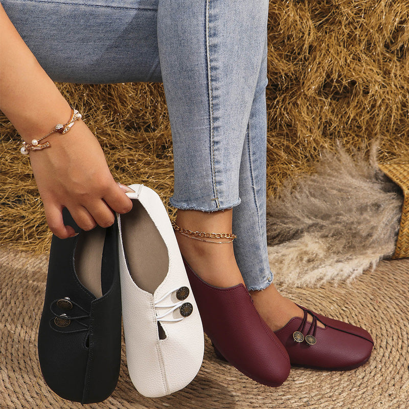 Nowe płaskie buty damskie z miękkiej skóry