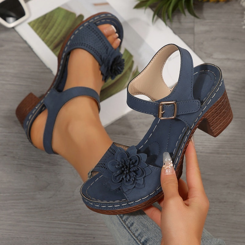 【36-43】Damskie sandały z odkrytymi palcami w kwiaty