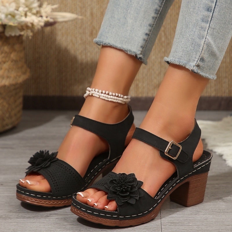 【36-43】Damskie sandały z odkrytymi palcami w kwiaty