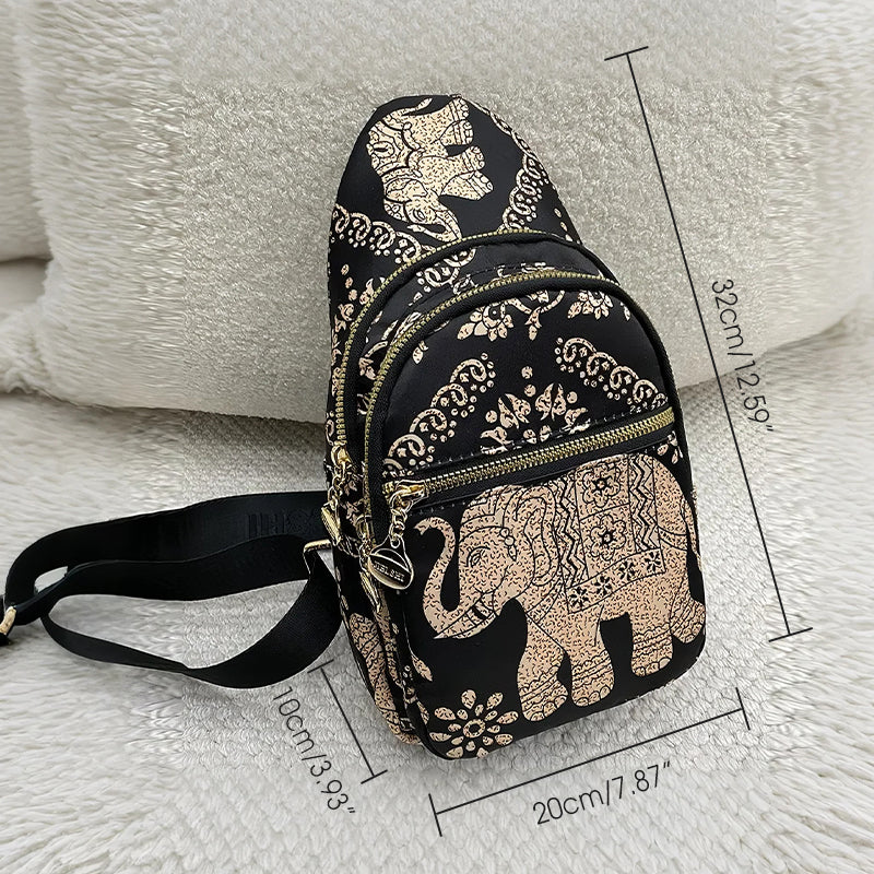Torba crossbody z nadrukiem słonia w stylu boho