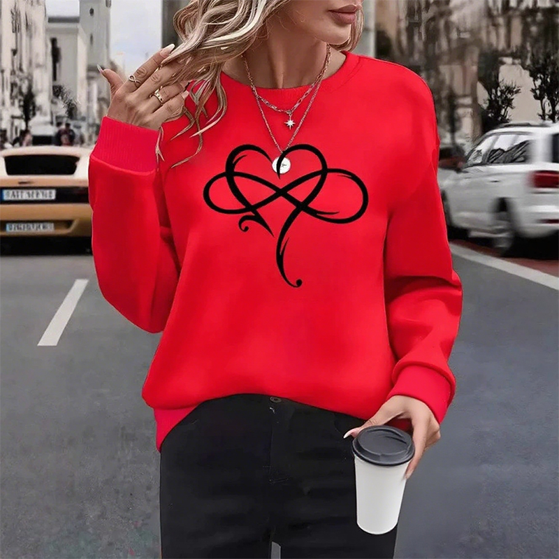 【S-XL】Bluza z okrągłym dekoltem i nadrukiem, z długim rękawem