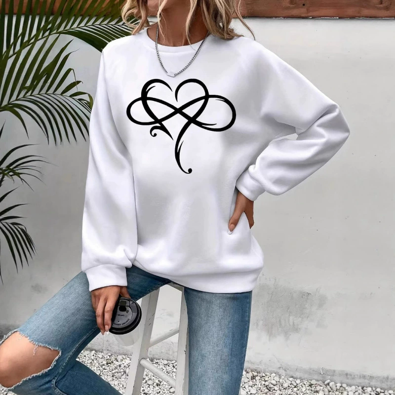 【S-XL】Bluza z okrągłym dekoltem i nadrukiem, z długim rękawem
