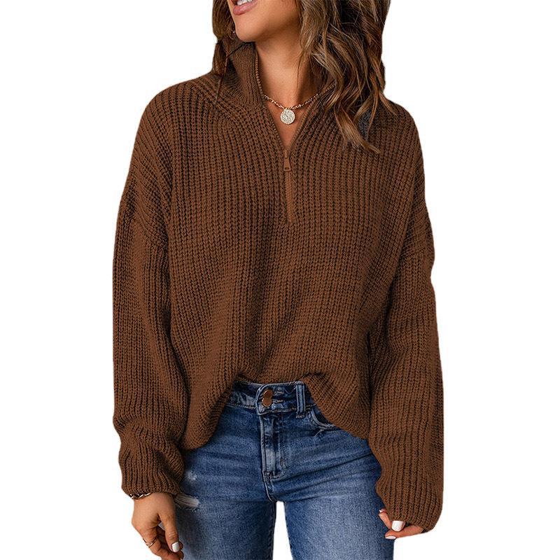 Damowy sweter oversize z wysokim kołnierzem