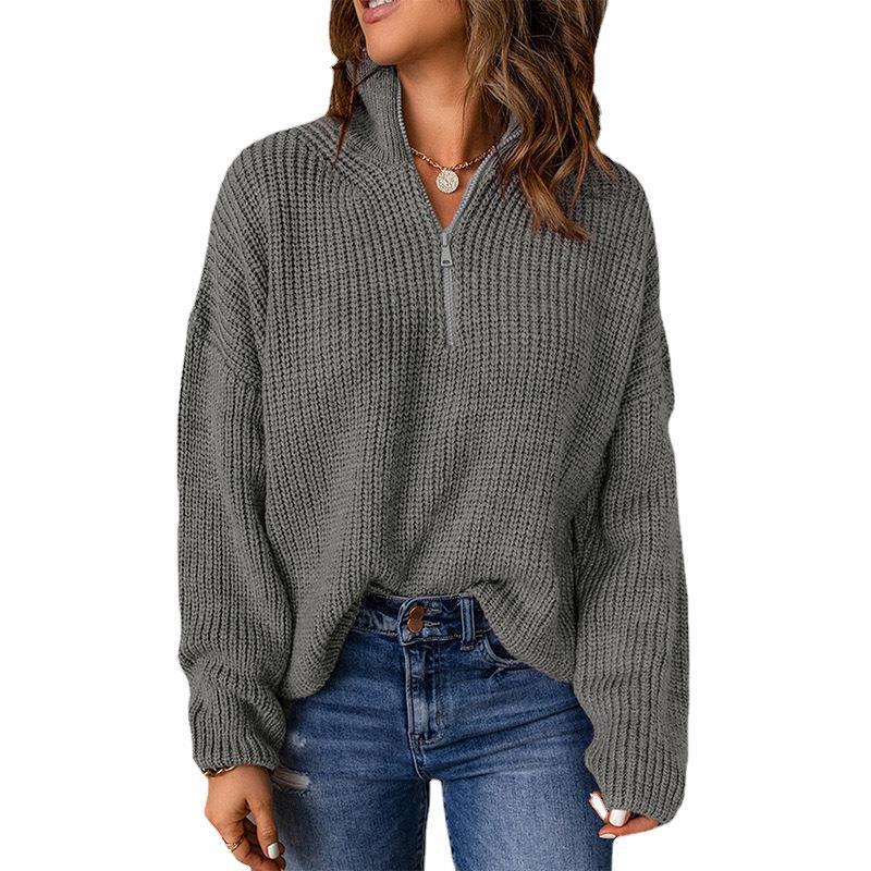 Damowy sweter oversize z wysokim kołnierzem