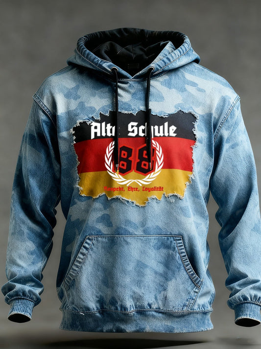 Мъжки реколта немски флаг изкуство печат hoodie