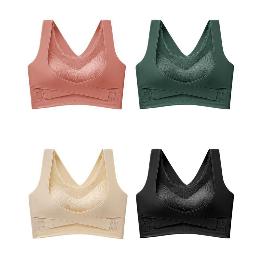 💁♀️Model 2025 Comfort Bra with Cross Front Staromodny koronkowy biustonosz z bocznymi zapięciami 🔥