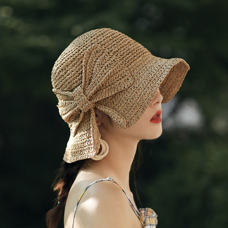 ☀🙋♀️Składany kapelusz przeciwsłoneczny z kokardą👒