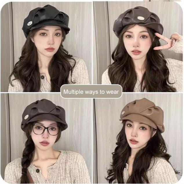 🎅Świetny prezent świąteczny 👒 Modne skórzane berety