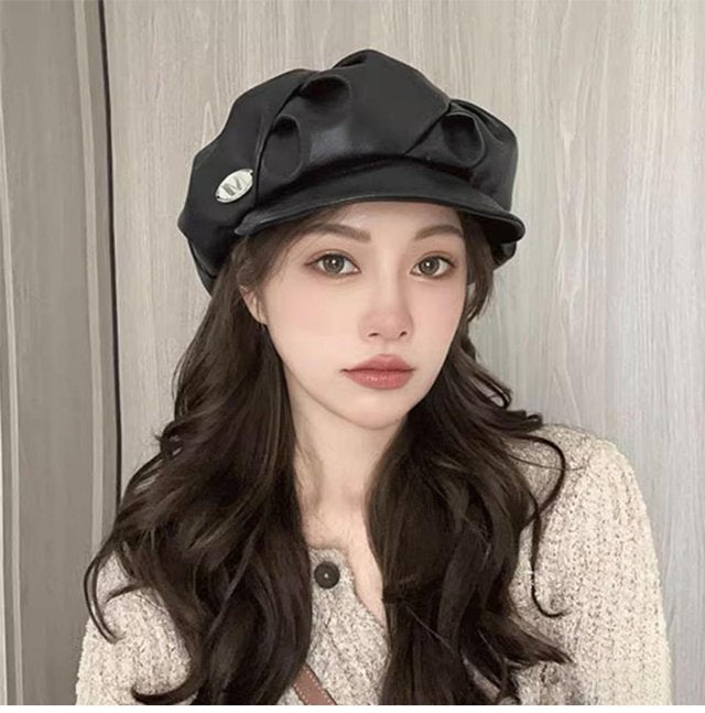 🎅Świetny prezent świąteczny 👒 Modne skórzane berety