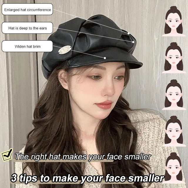 🎅Świetny prezent świąteczny 👒 Modne skórzane berety