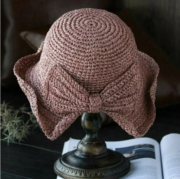☀🙋♀️Składany kapelusz przeciwsłoneczny z kokardą👒