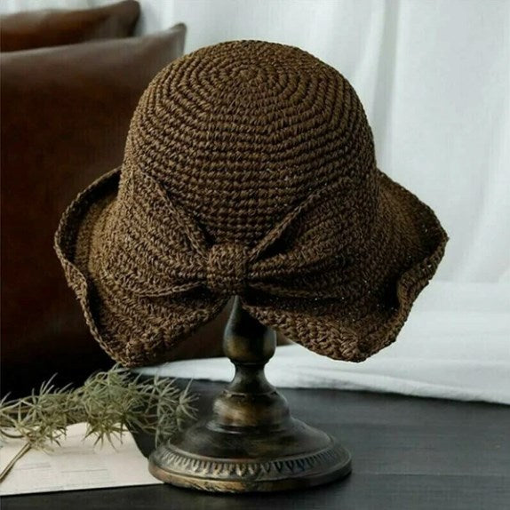 ☀🙋♀️Składany kapelusz przeciwsłoneczny z kokardą👒