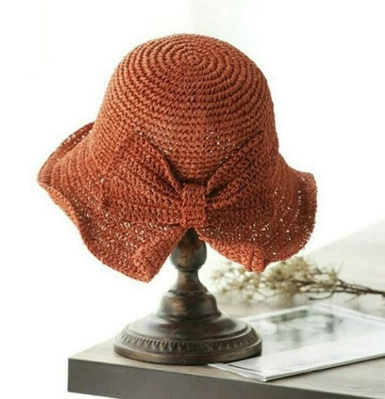 ☀🙋♀️Składany kapelusz przeciwsłoneczny z kokardą👒