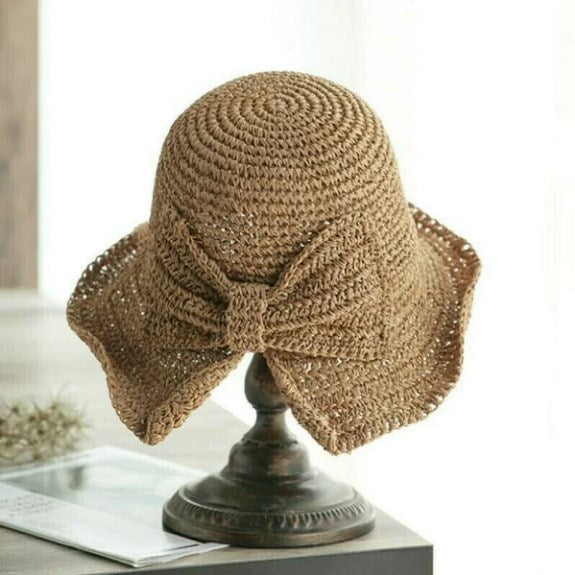 ☀🙋♀️Składany kapelusz przeciwsłoneczny z kokardą👒