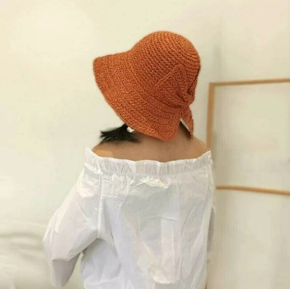 ☀🙋♀️Składany kapelusz przeciwsłoneczny z kokardą👒
