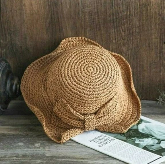 ☀🙋♀️Składany kapelusz przeciwsłoneczny z kokardą👒